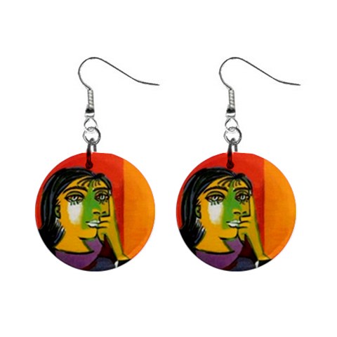 fine paintings 1  Button Earrings from ArtsNow.com Front