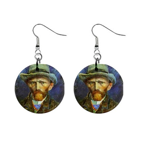 fine paintings 1  Button Earrings from ArtsNow.com Front