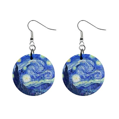 fine paintings 1  Button Earrings from ArtsNow.com Front