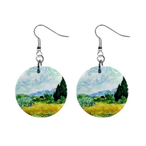 fine paintings 1  Button Earrings from ArtsNow.com Front