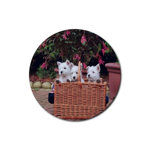 West Highland white terriers Rubber Round Coaster (4 pack) from ArtsNow.com Front