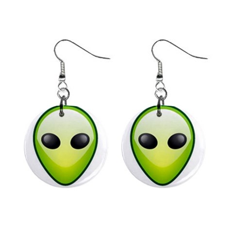 alien 1  Button Earrings from ArtsNow.com Front