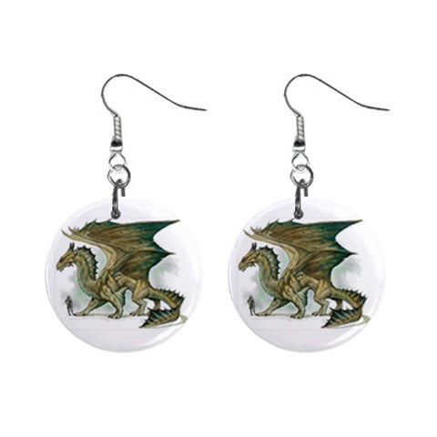 dragons 1  Button Earrings from ArtsNow.com Front