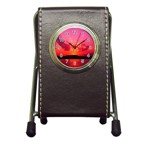 Sunset Pen Holder Desk Clock from ArtsNow.com Front