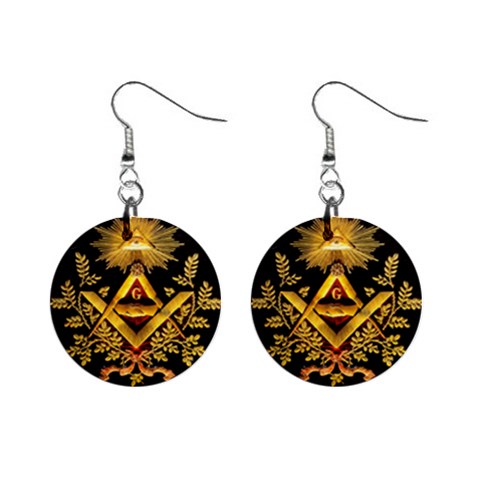 masonic symbols 1  Button Earrings from ArtsNow.com Front