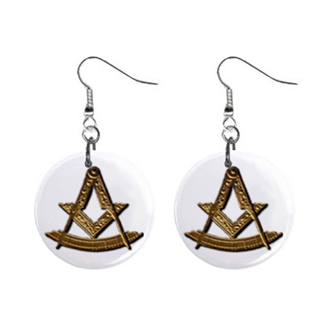 masonic symbols 1  Button Earrings from ArtsNow.com Front