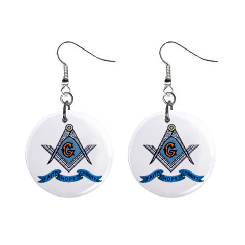 masonic symbols 1  Button Earrings from ArtsNow.com Front