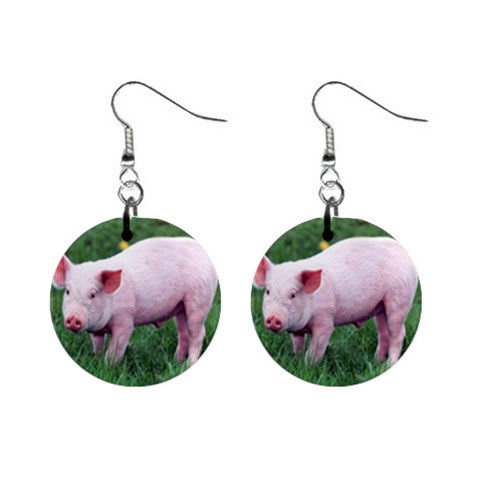 Pig Piglet 1  Button Earrings from ArtsNow.com Front