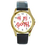 Oh My Goth Round Gold Metal Watch