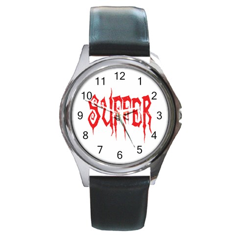 Suffer Round Metal Watch from ArtsNow.com Front