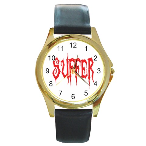 Suffer Round Gold Metal Watch from ArtsNow.com Front