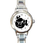 Dark Little Girl Round Italian Charm Watch