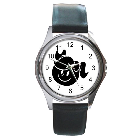 Dark Little Girl Round Metal Watch from ArtsNow.com Front