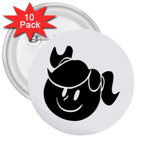 Dark Little Girl 3  Button (10 pack) from ArtsNow.com Front