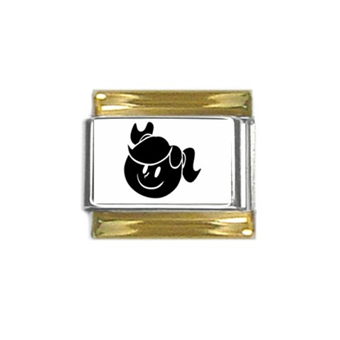 Dark Little Girl Gold Trim Italian Charm (9mm) from ArtsNow.com Front