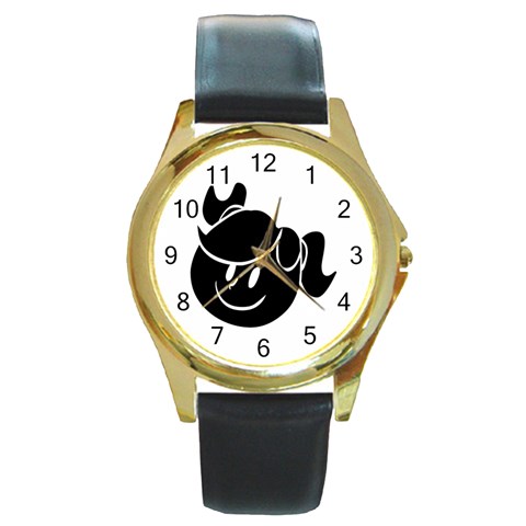 Dark Little Girl Round Gold Metal Watch from ArtsNow.com Front