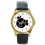 Dark Little Girl Round Gold Metal Watch