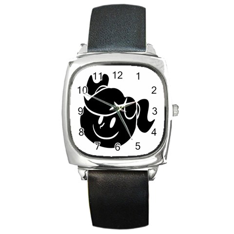 Dark Little Girl Square Metal Watch from ArtsNow.com Front