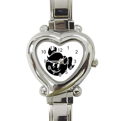 Dark Little Girl Heart Italian Charm Watch from ArtsNow.com Front