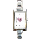 Pink Heart Shaped Skull Rectangular Italian Charm Watch