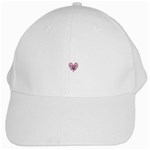 Pink Heart Shaped Skull White Cap