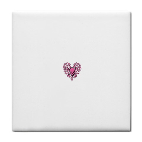 Pink Heart Shaped Skull Tile Coaster from ArtsNow.com Front