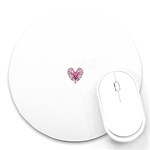 Pink Heart Shaped Skull Round Mousepad