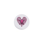 Pink Heart Shaped Skull 1  Mini Button