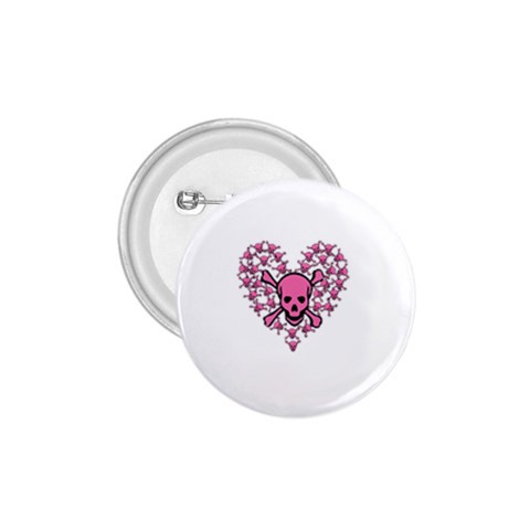 Pink Heart Shaped Skull 1.75  Button from ArtsNow.com Front