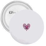 Pink Heart Shaped Skull 3  Button