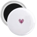 Pink Heart Shaped Skull 3  Magnet