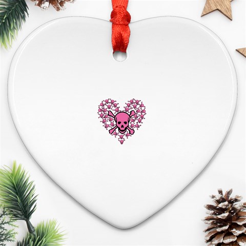 Pink Heart Shaped Skull Ornament (Heart) from ArtsNow.com Front