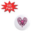 Pink Heart Shaped Skull 1  Mini Magnet (100 pack) 