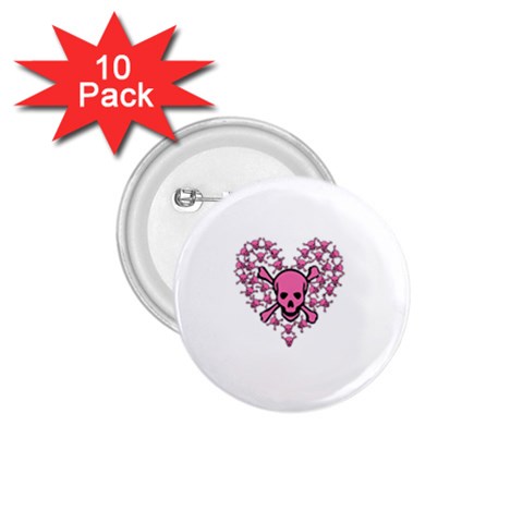 Pink Heart Shaped Skull 1.75  Button (10 pack)  from ArtsNow.com Front