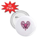 Pink Heart Shaped Skull 1.75  Button (10 pack) 