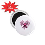 Pink Heart Shaped Skull 1.75  Magnet (10 pack) 