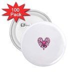 Pink Heart Shaped Skull 2.25  Button (100 pack)