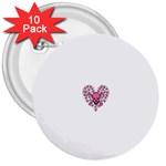 Pink Heart Shaped Skull 3  Button (10 pack)