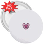 Pink Heart Shaped Skull 3  Button (100 pack)