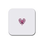 Pink Heart Shaped Skull Rubber Coaster (Square)