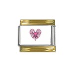 Pink Heart Shaped Skull Gold Trim Italian Charm (9mm)