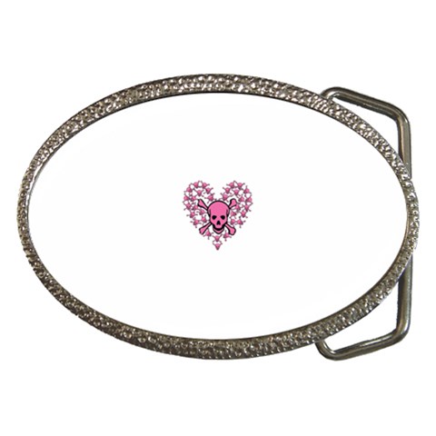 Pink Heart Shaped Skull Belt Buckle from ArtsNow.com Front