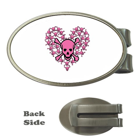 Pink Heart Shaped Skull Money Clip (Oval) from ArtsNow.com Front