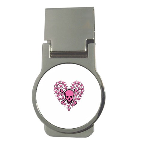 Pink Heart Shaped Skull Money Clip (Round) from ArtsNow.com Front