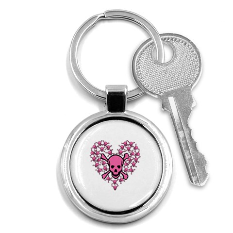 Pink Heart Shaped Skull Key Chain (Round) from ArtsNow.com Front