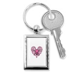 Pink Heart Shaped Skull Key Chain (Rectangle)