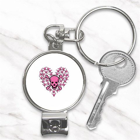 Pink Heart Shaped Skull Nail Clippers Key Chain from ArtsNow.com Front