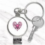 Pink Heart Shaped Skull Nail Clippers Key Chain