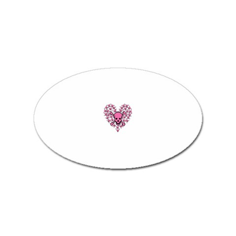 Pink Heart Shaped Skull Sticker (Oval) from ArtsNow.com Front