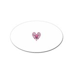 Pink Heart Shaped Skull Sticker (Oval)